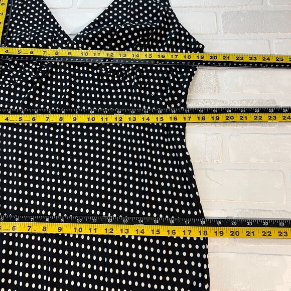 Reformation Beauden Midi Dress Womens 1X Black Polka Caviar Dot Ruched Crepe NEW - Picture 15 of 16